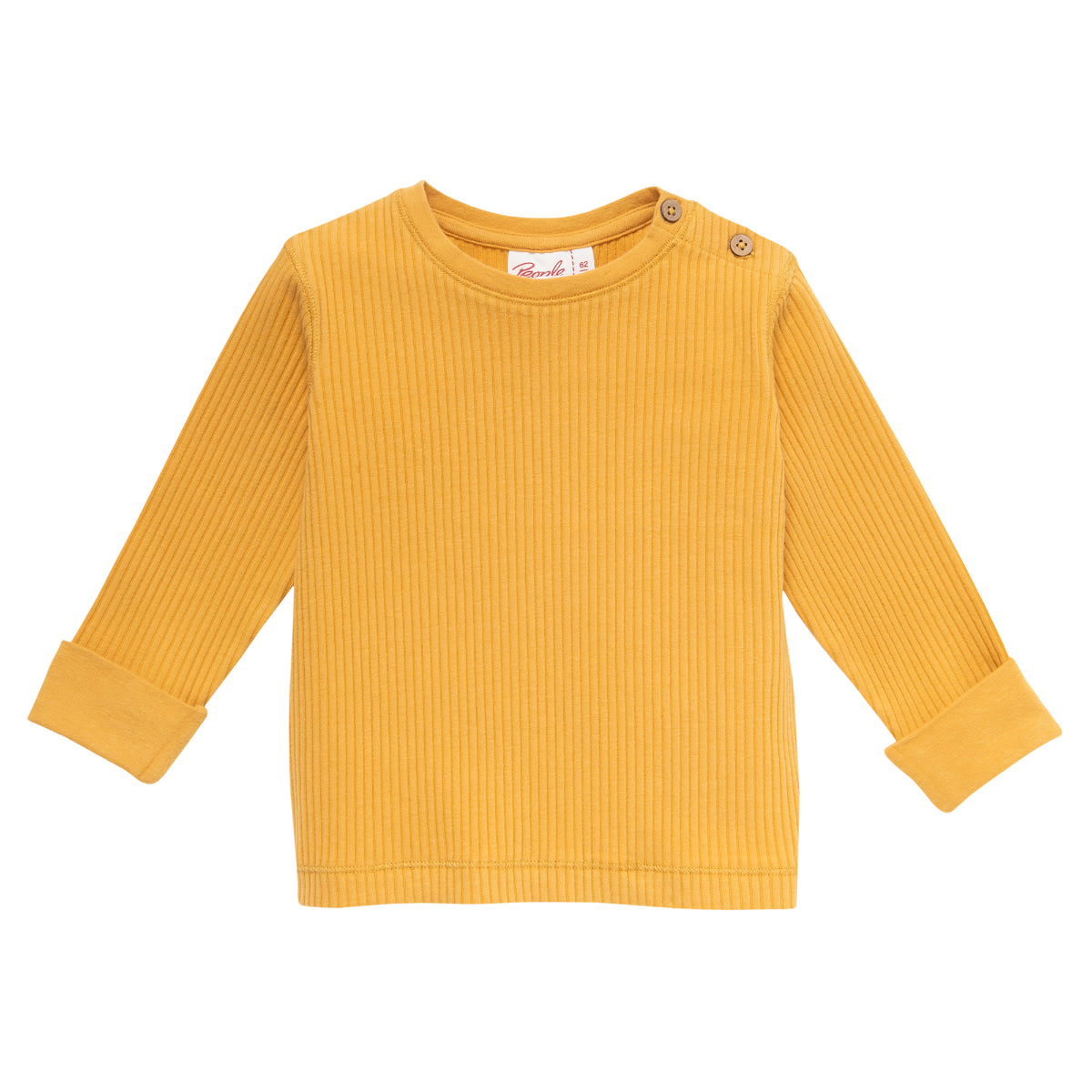 Maglia manica lunga a costine in cotone biologico - Giallo