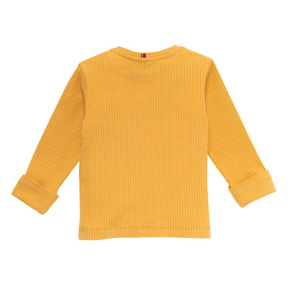 Maglia manica lunga a costine in cotone biologico - Giallo
