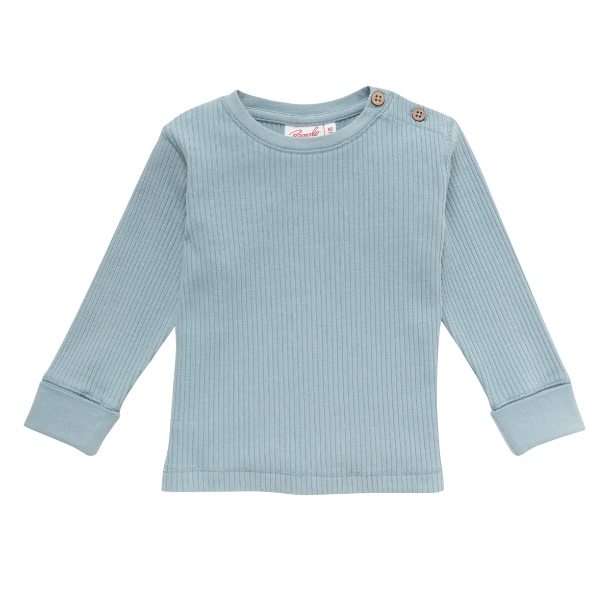 Maglia manica lunga a costine in cotone biologico - Celeste