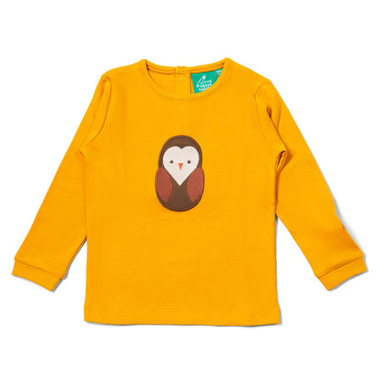 Maglia a manica lunga in Cotone Biologico con applicazione - Gufo