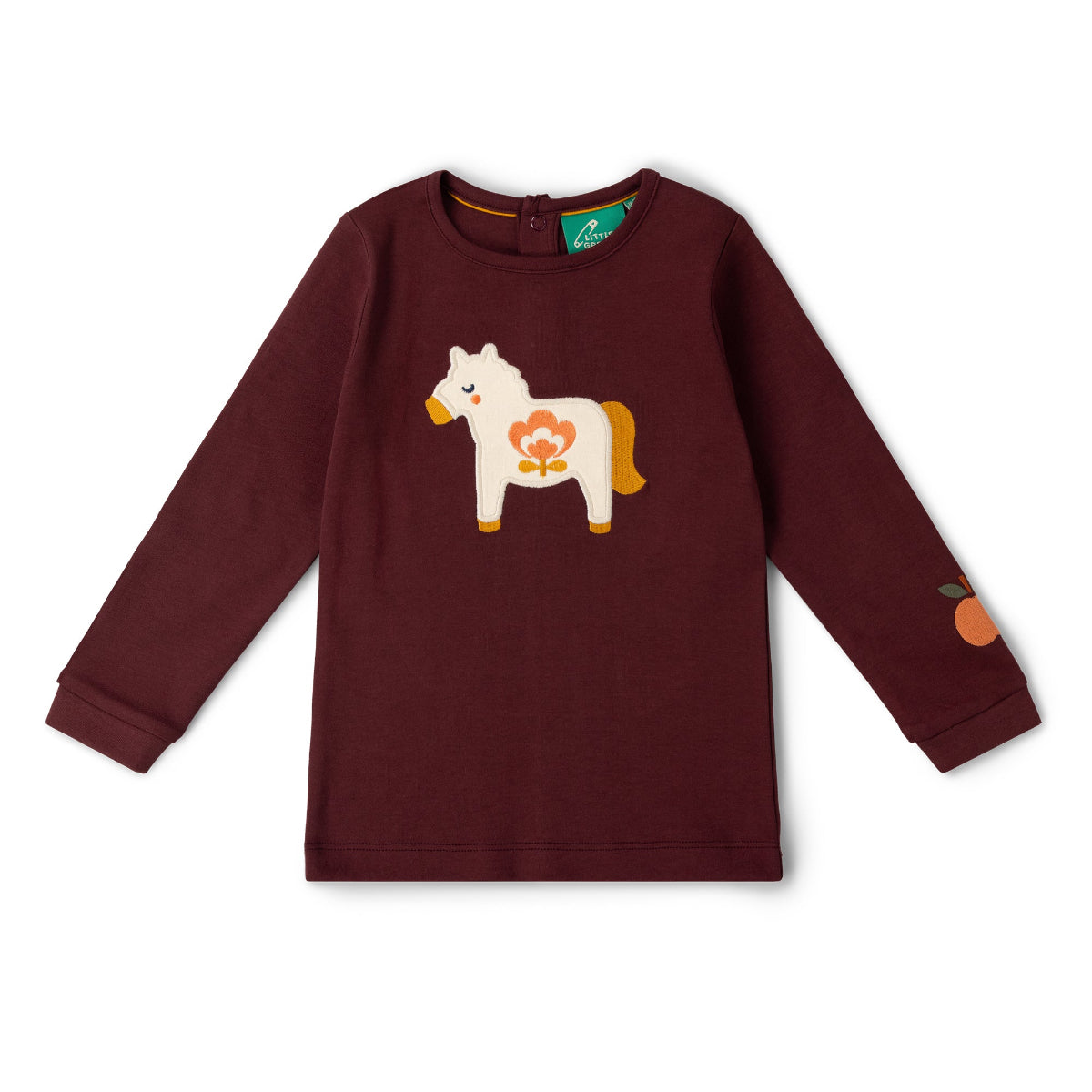 Maglia manica lunga in Cotone Biologico con applicazione - Folk Horse