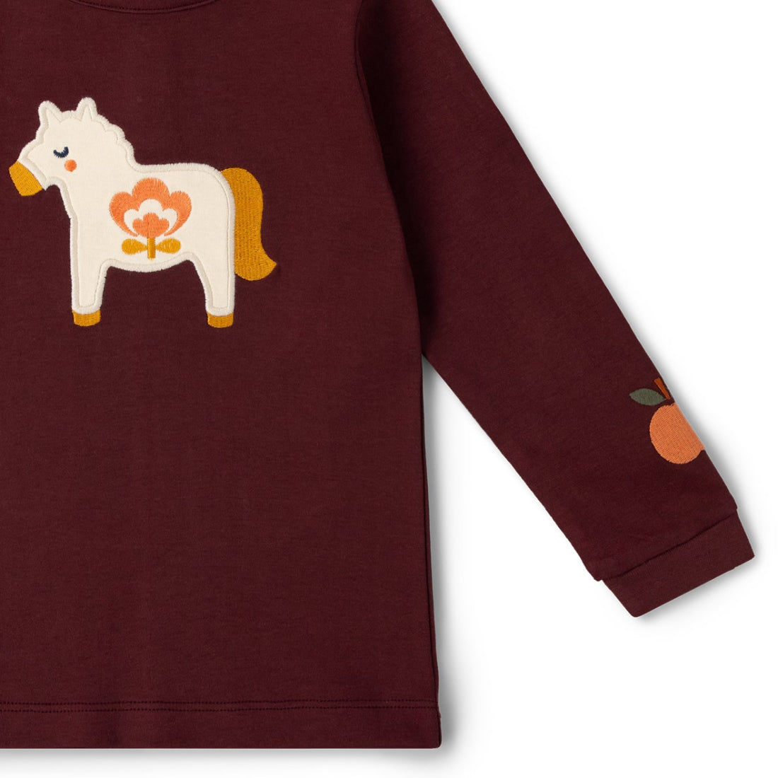 Maglia manica lunga in Cotone Biologico con applicazione - Folk Horse