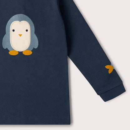 Maglia manica lunga in Cotone Biologico con applicazione - Pinguino