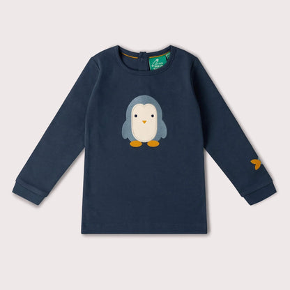 Maglia manica lunga in Cotone Biologico con applicazione - Pinguino