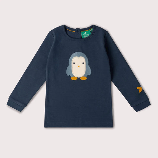 Maglia manica lunga in Cotone Biologico con applicazione - Pinguino