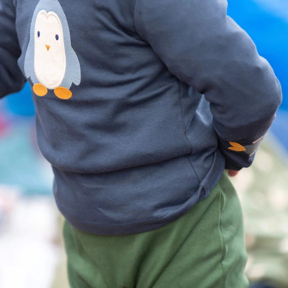 Maglia manica lunga in Cotone Biologico con applicazione - Pinguino