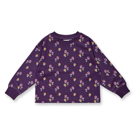 Maglia in Cotone Biologico Fiori - Viola