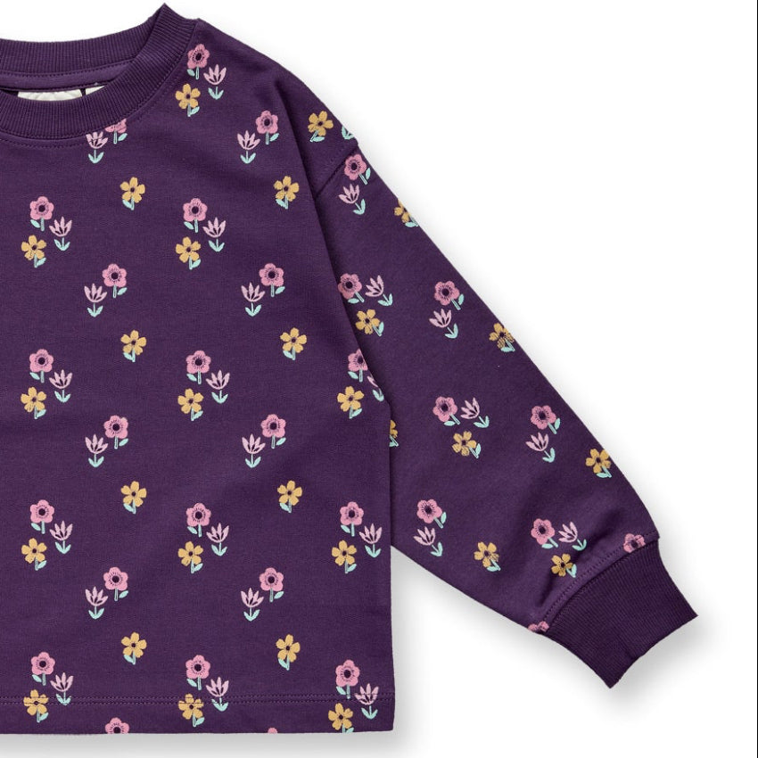 Maglia in Cotone Biologico Fiori - Viola