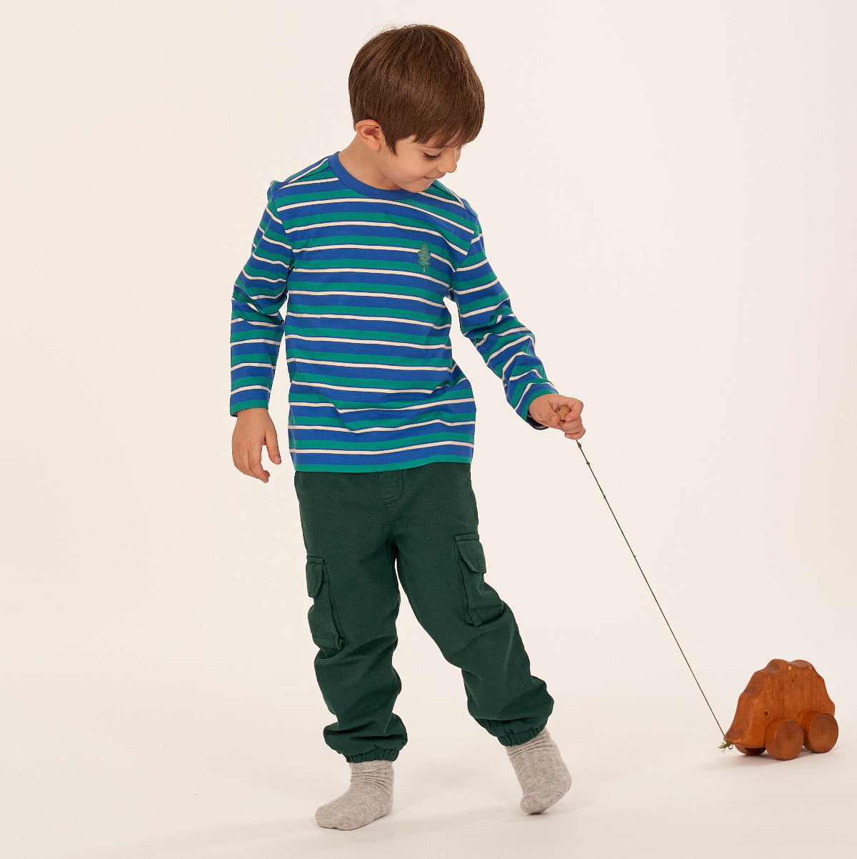 Maglia in Cotone Biologico Woodland - Blu/Verde