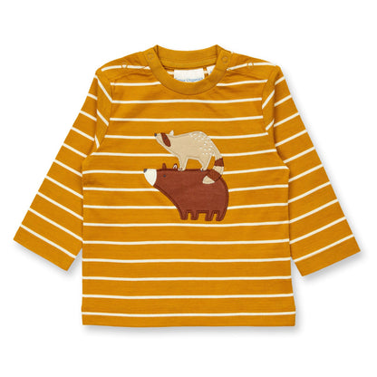 Maglia in Cotone Biologico Animali - Righe Curry