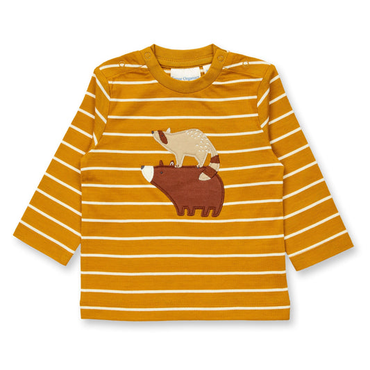 Maglia in Cotone Biologico Animali - Righe Curry