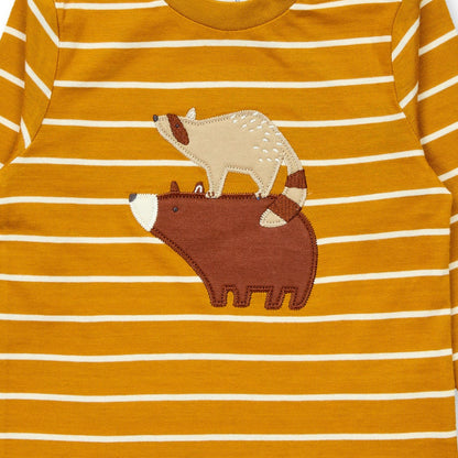 Maglia in Cotone Biologico Animali - Righe Curry