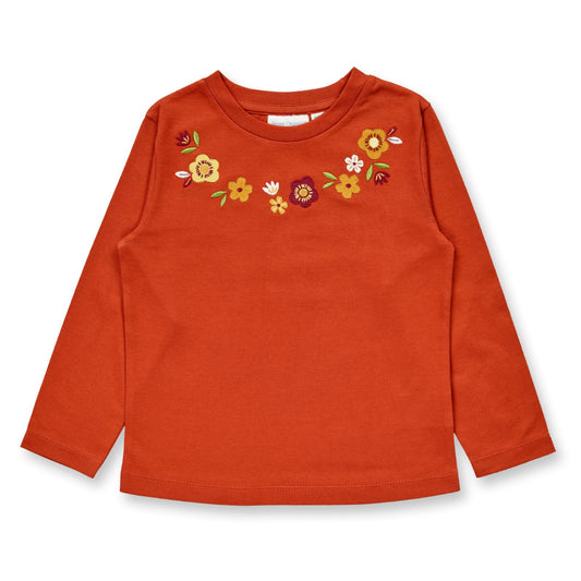 Maglia in Cotone Biologico Fiori - Terracotta