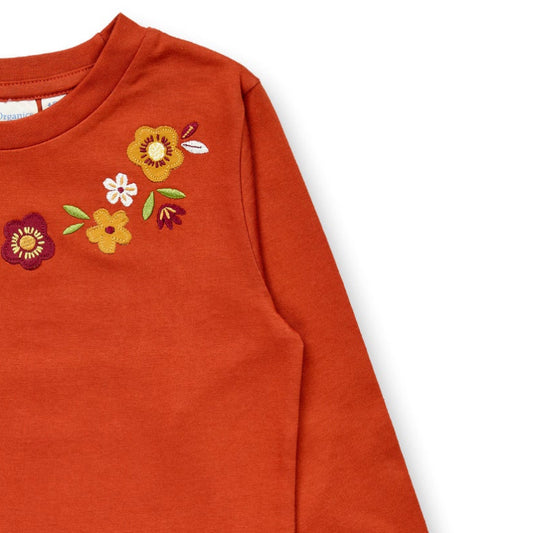 Maglia in Cotone Biologico Fiori - Terracotta