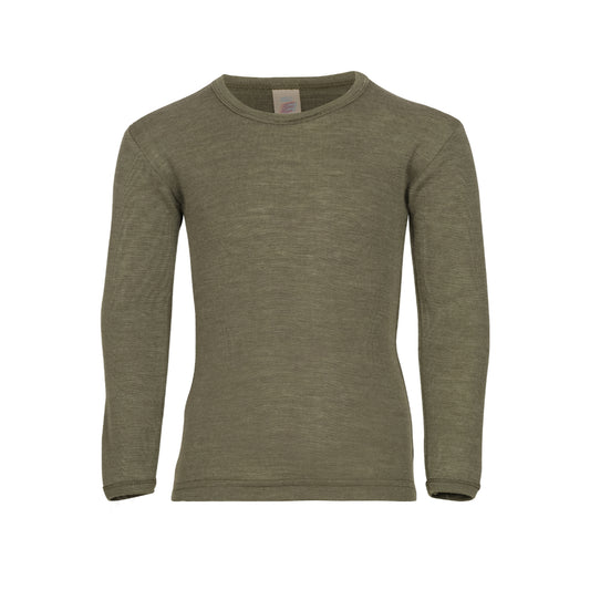 Maglia a manica lunga lana seta Oliva