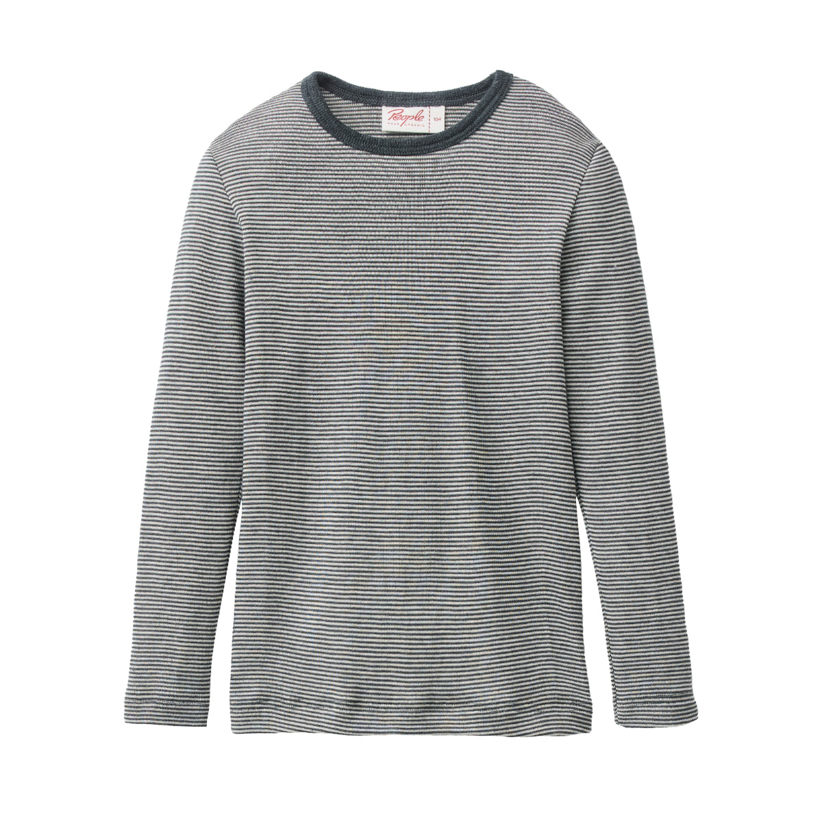 Maglia a manica lunga lana seta - Righe Antracite