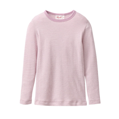 Maglia a manica lunga lana seta - Righe Lilla