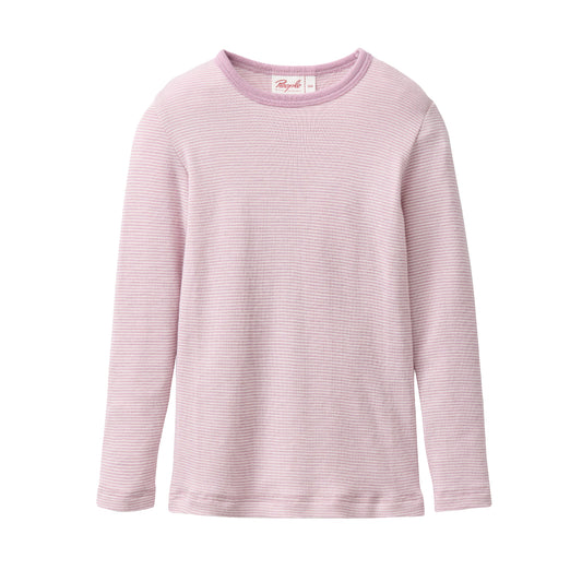 Maglia a manica lunga lana seta - Righe Lilla