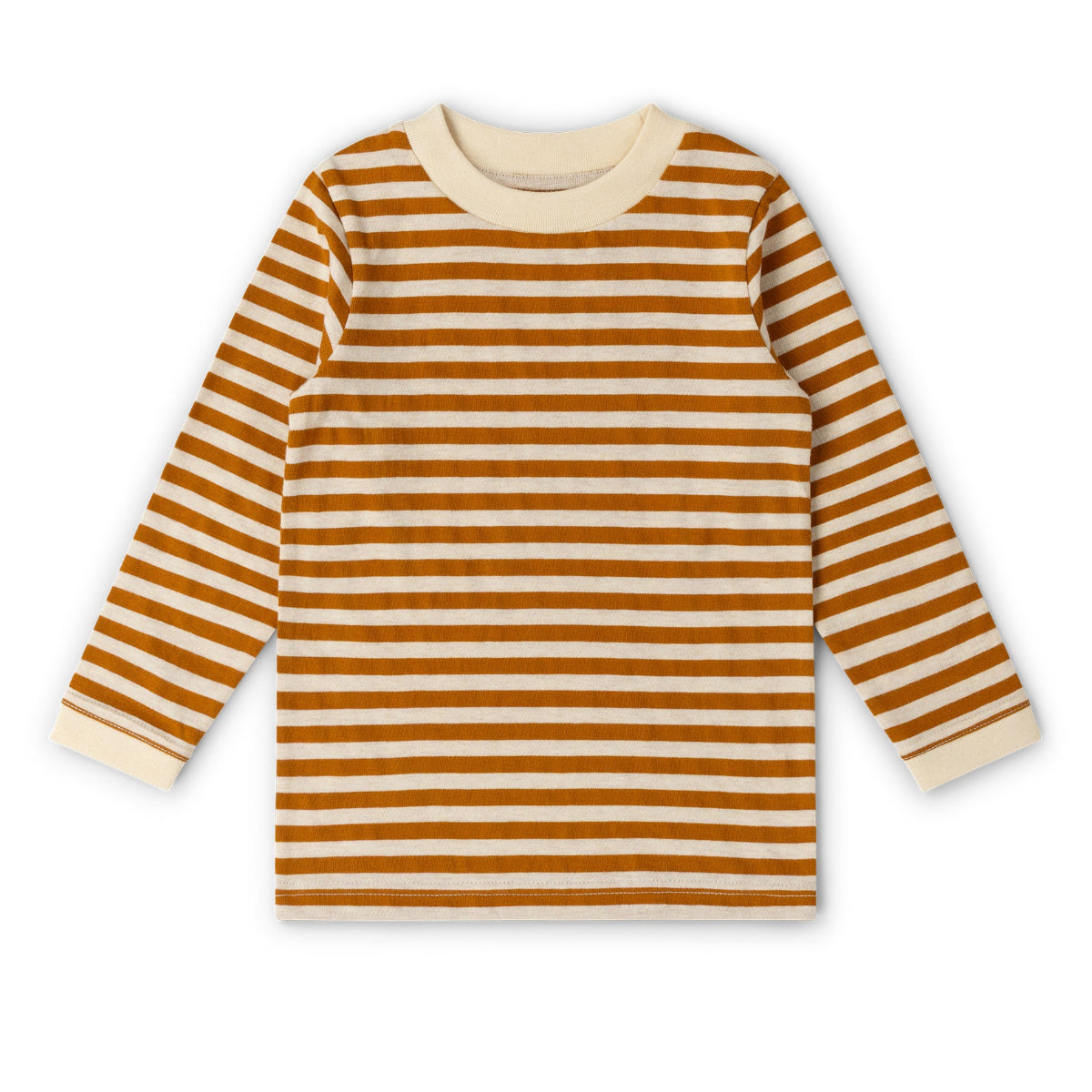 Maglia manica lunga in Cotone Biologico - Righe Albicocca