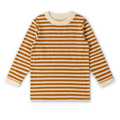 Maglia manica lunga in Cotone Biologico - Righe Albicocca