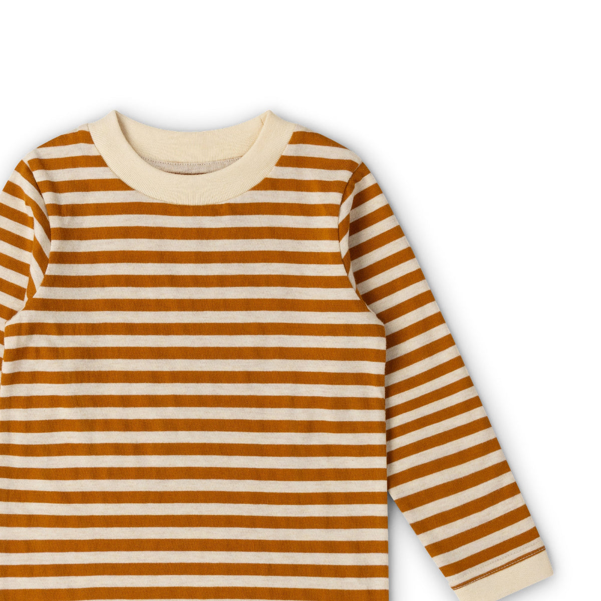 Maglia manica lunga in Cotone Biologico - Righe Albicocca