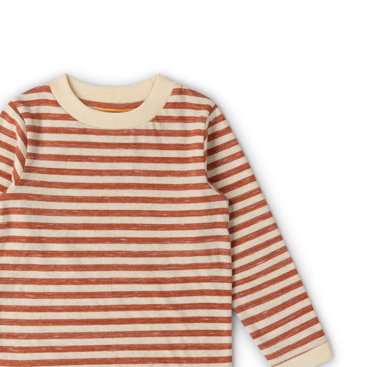 Maglia manica lunga in Cotone Biologico - Righe Rame