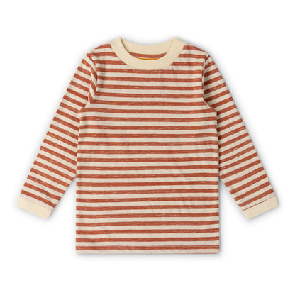 Maglia manica lunga in Cotone Biologico - Righe Rame