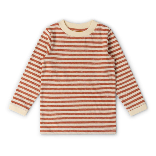Maglia manica lunga in Cotone Biologico - Righe Rame