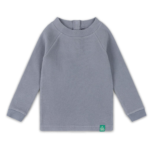 Maglia manica lunga in Cotone Biologico Waffle - Azzurro Polvere