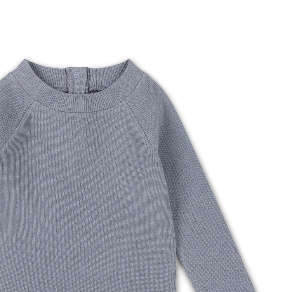 Maglia manica lunga in Cotone Biologico Waffle - Azzurro Polvere