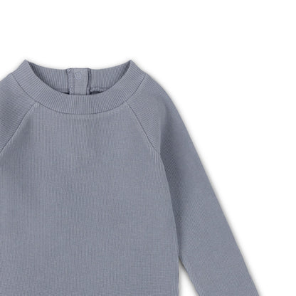 Maglia manica lunga in Cotone Biologico Waffle - Azzurro Polvere