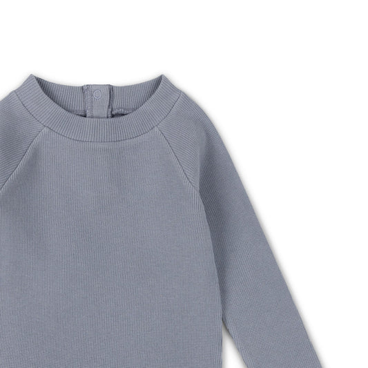 Maglia manica lunga in Cotone Biologico Waffle - Azzurro Polvere