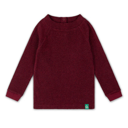 Maglia manica lunga in Cotone Biologico Waffle - Bordeaux