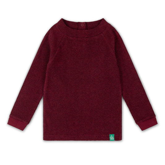 Maglia manica lunga in Cotone Biologico Waffle - Bordeaux