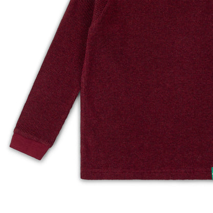 Maglia manica lunga in Cotone Biologico Waffle - Bordeaux