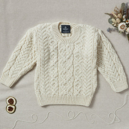 Maglioncino Aran in Lana Irlandese - Bianco