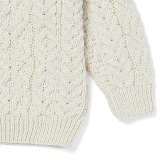 Maglioncino Aran in Lana Irlandese - Bianco