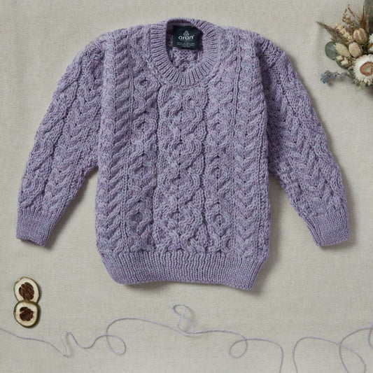 Maglioncino Aran in Lana Irlandese - Lavanda