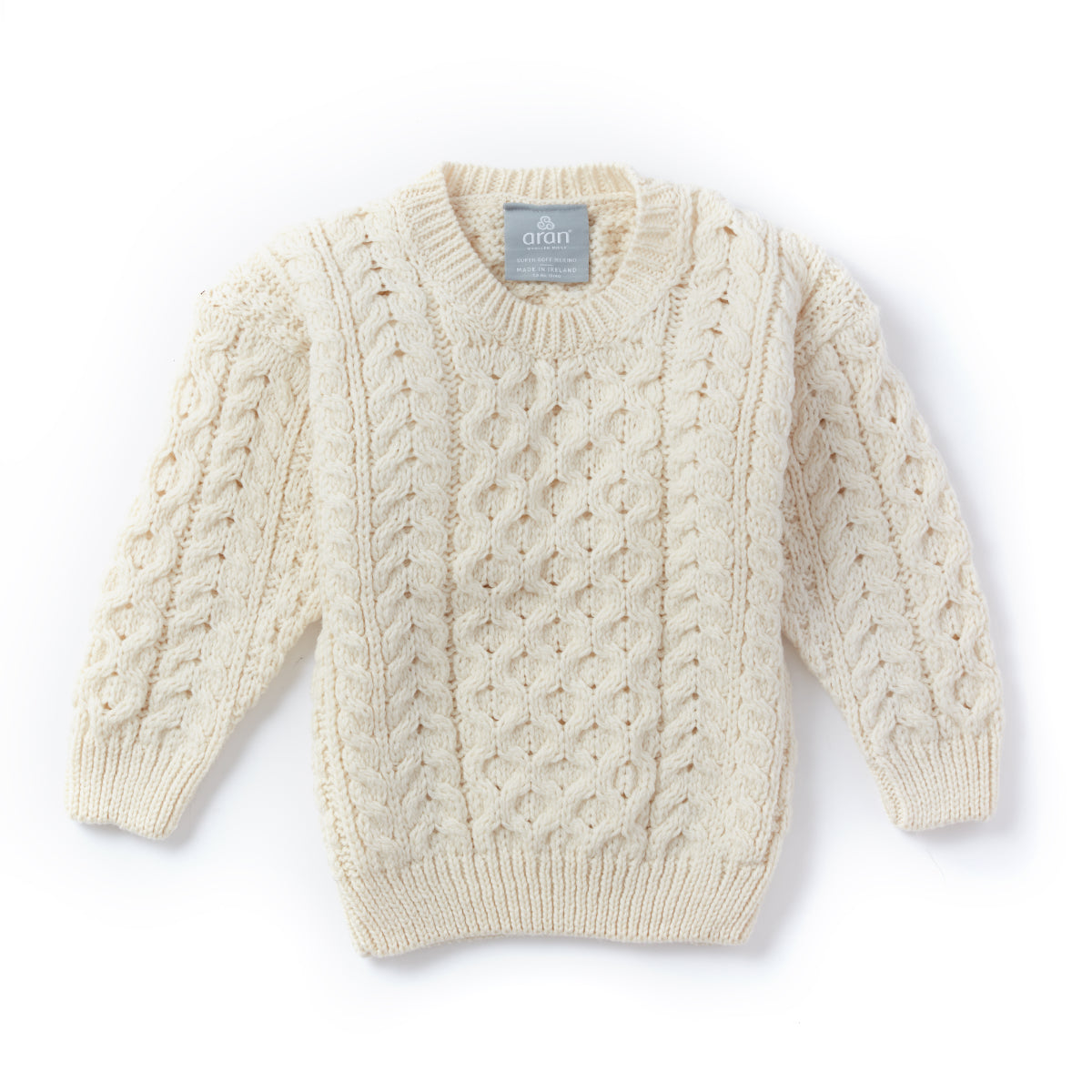 Maglioncino Aran in Lana Irlandese SuperSoft Merino - Bianco