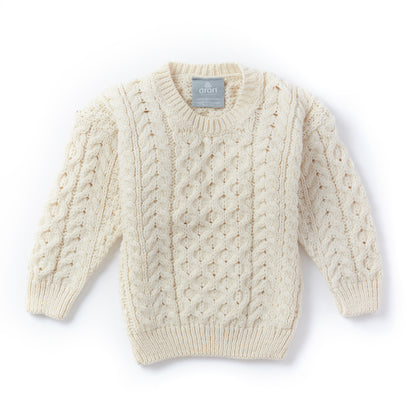 Maglioncino Aran in Lana Irlandese SuperSoft Merino - Bianco