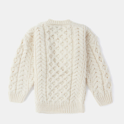 Maglioncino Aran in Lana Irlandese SuperSoft Merino - Bianco