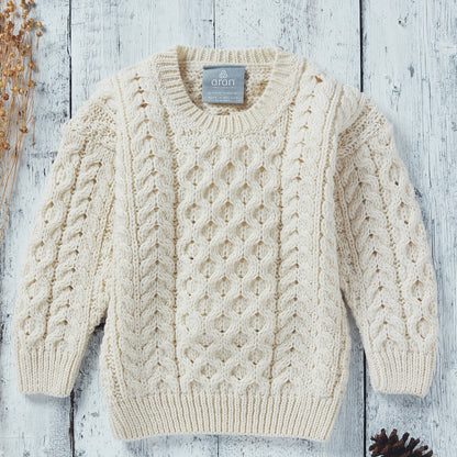 Maglioncino Aran in Lana Irlandese SuperSoft Merino - Bianco