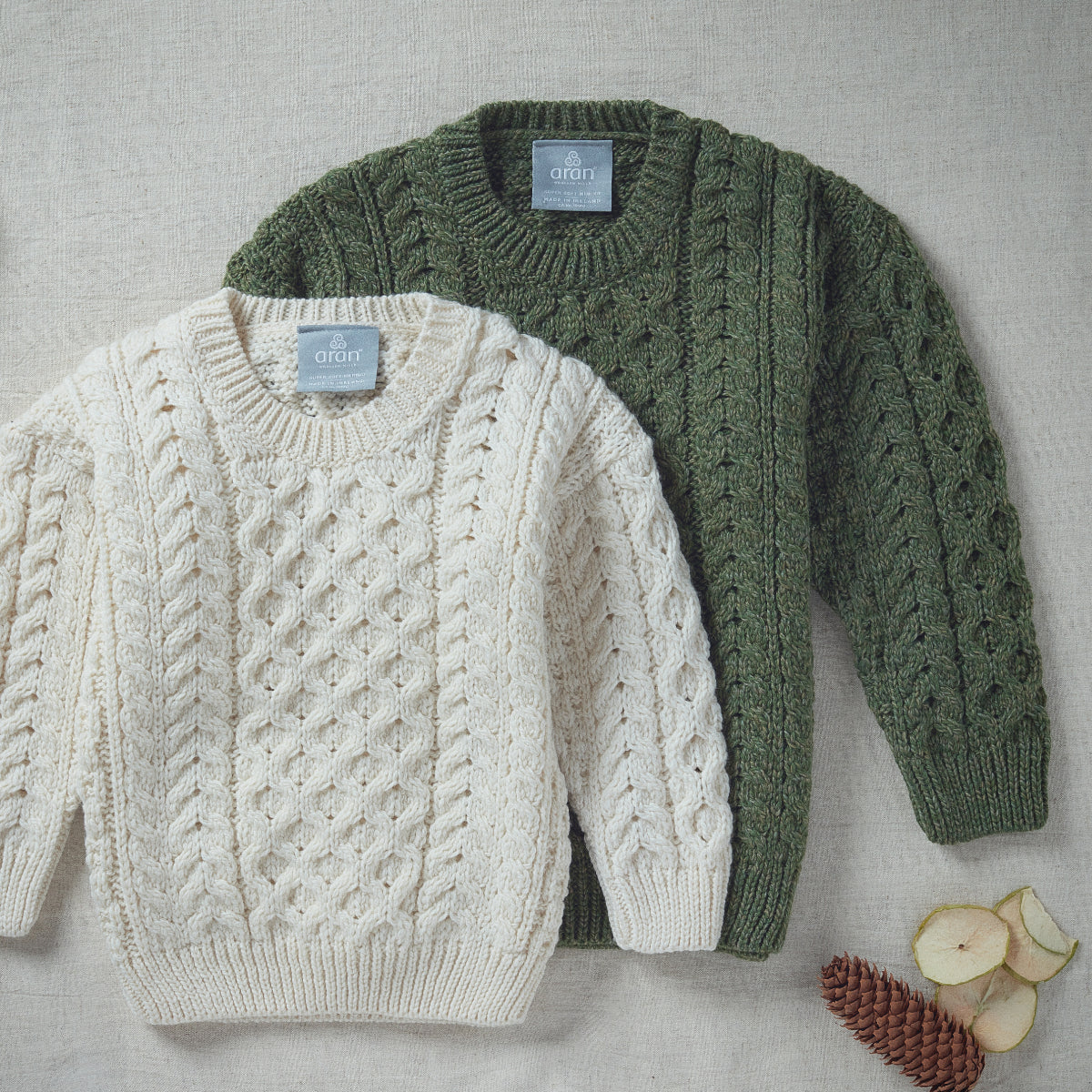 Maglioncino Aran in Lana Irlandese SuperSoft Merino - Bianco