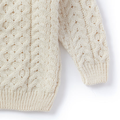 Maglioncino Aran in Lana Irlandese SuperSoft Merino - Bianco