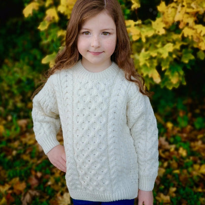 Maglioncino Aran in Lana Irlandese SuperSoft Merino - Bianco