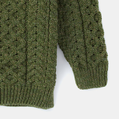 Maglioncino Aran in Lana Irlandese SuperSoft Merino - Oliva
