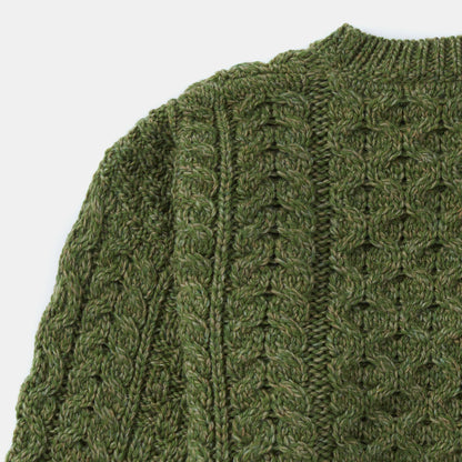 Maglioncino Aran in Lana Irlandese SuperSoft Merino - Oliva