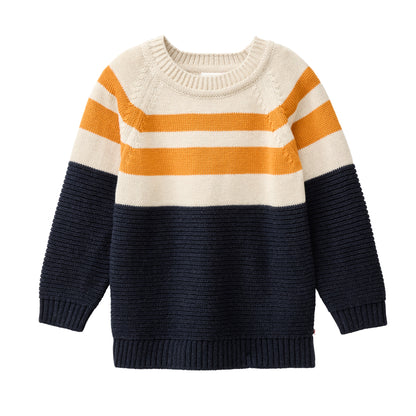 Maglioncino in Cotone Biologico - Navy/Arancio