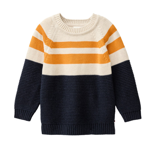 Maglioncino in Cotone Biologico - Navy/Arancio