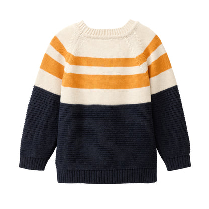 Maglioncino in Cotone Biologico - Navy/Arancio